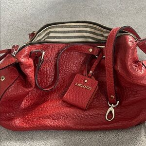 A. Bellucci Red Leather Women's Bag with handles and strap, gold hardware 
,